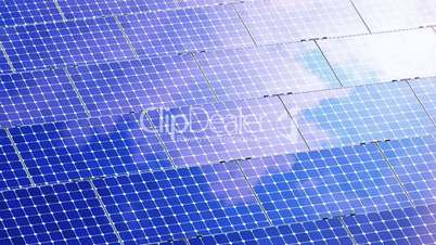 Beautiful Animation of Solar Panels reflecting Clouds. 4K.