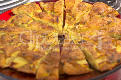 Potato omelette on slices