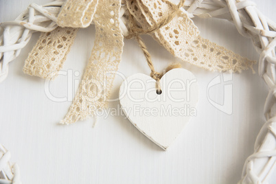 White wooden hearts