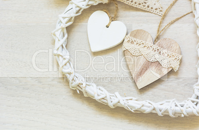 Two wooden hearts