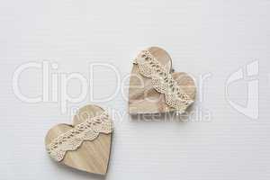 Two wooden hearts