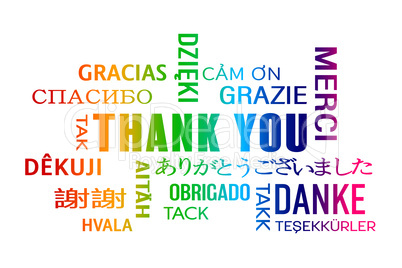 word cloud  - thank you - colorful