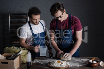 Bakers preparing dough