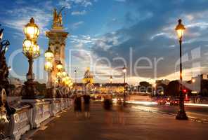 Bridge Alexandre III at sunset