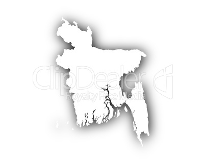 Karte von Bangladesch mit Schatten