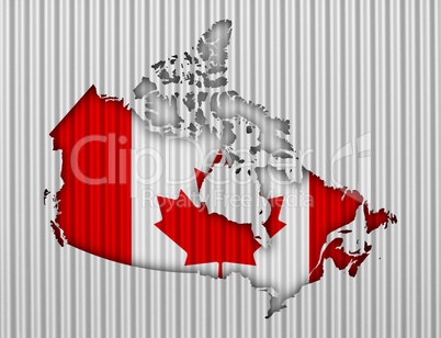 Karte und Fahne von Kanada auf Wellblech