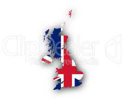 Karte und Fahne von Großbritannien