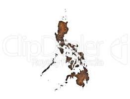Karte der Philippinen auf rostigem Metall