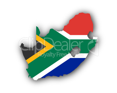 Karte und Fahne von Südafrika