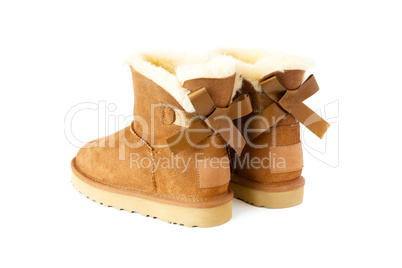 pair of uggs with fur