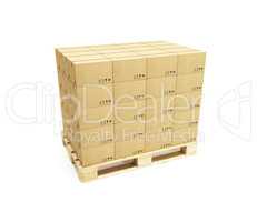 pallet with cardboard boxes