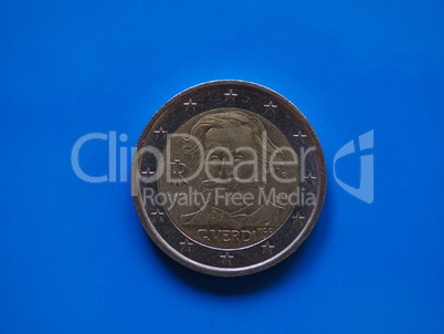 Two Euros coin, European Union over blue