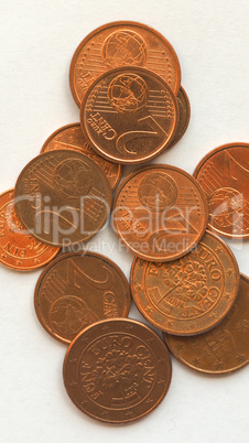 Euro coins 1 and 2 cents - vertical