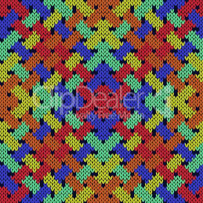 Intertwining seamless knitted pattern in vivid colors