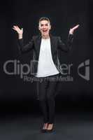 Attractive businesswoman gesturing