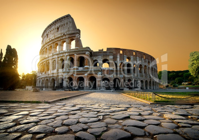 Colosseum and yellow sky