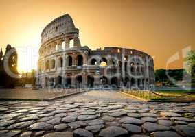 Colosseum and yellow sky