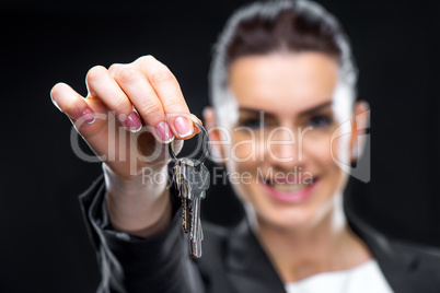 Businesswoman holding keys
