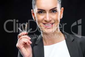 Businesswoman holding keys