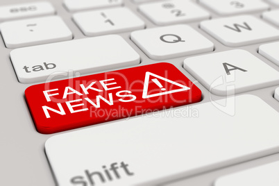 3d - keyboard - fake news - red