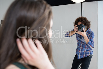 Female model posing for a photoshoot