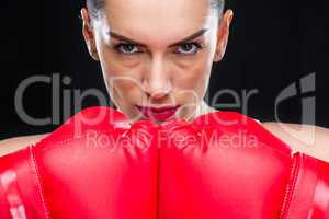 Woman in boxing gloves