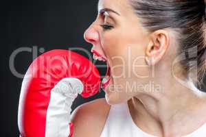 Woman in boxing glove