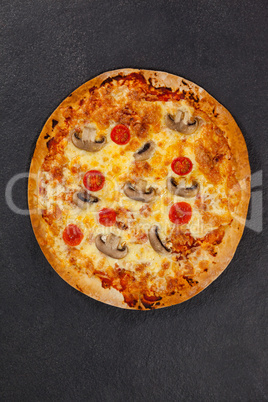 Delicious italian pizza served on grey background