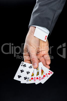 Man holding playing cards