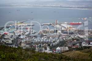 View of city and harbor