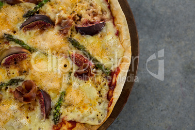 Italian pizza served on a pizza tray