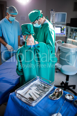 Medical team performing operation in a operating room
