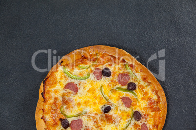 Delicious italian pizza served on grey background