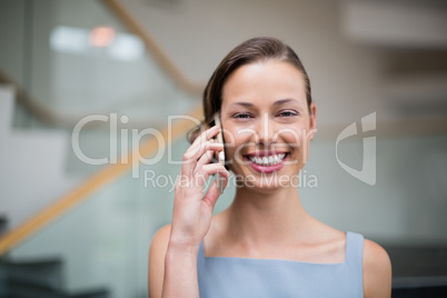 Businesswoman talking on mobile phone