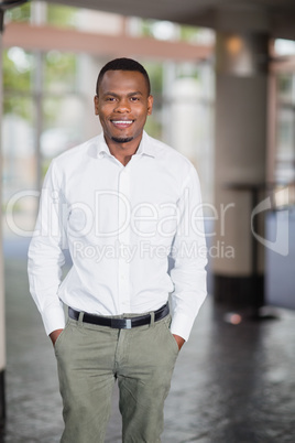 Happy businessman at conference centre