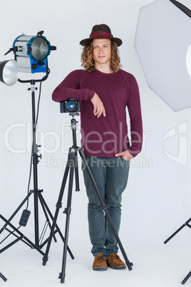 Photographer standing in the photo studio
