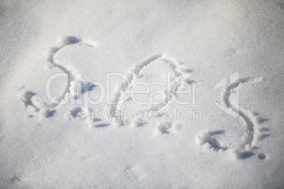 SOS written in the snow