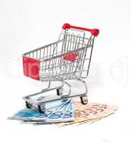 Shopping cart and money isolated