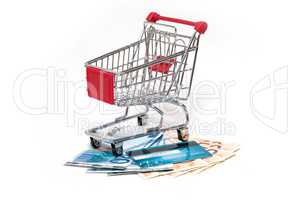Shopping cart and credit card isolated