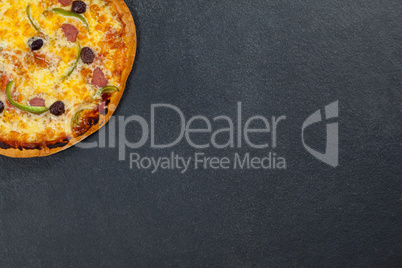 Delicious italian pizza served on grey background