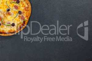 Delicious italian pizza served on grey background