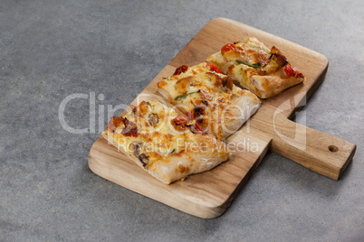 Delicious italian pizza served on grey background