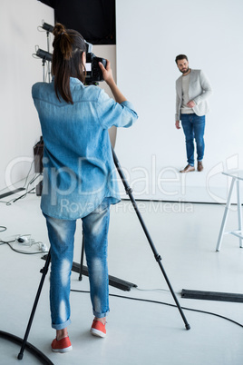 Male model posing for a photoshoot