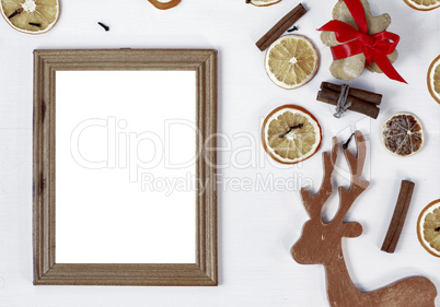 wooden frame on a white background