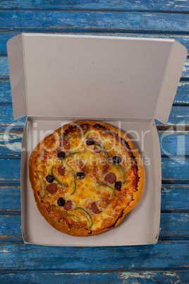 Delicious pizza in pizza box