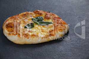 Delicious italian pizza served on grey background