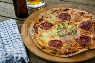 Italian pizza served in a pizza tray