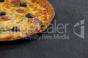 Delicious italian pizza served on grey background