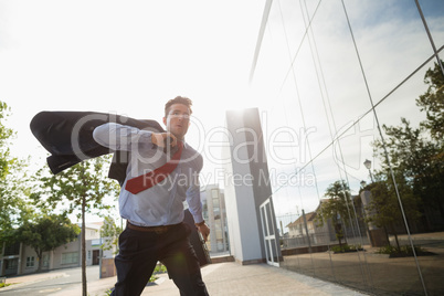 Businessman running