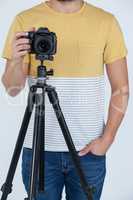 Photographer with digital camera